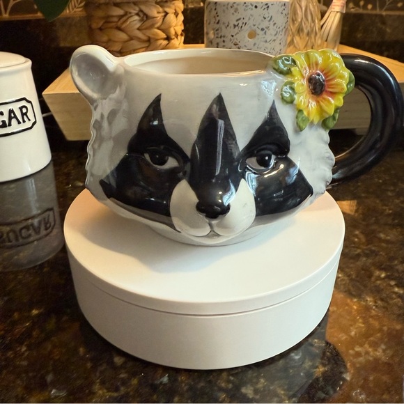 Robert Stanley Raccoon Mug with Flower Accent - Picture 1 of 8